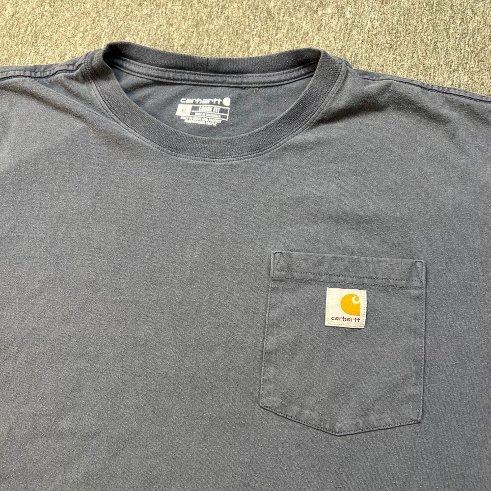 Carhartt Mens Loose Fit Pocket T-Shirt XL Gray Blue K87 Workwear Short Sleeve